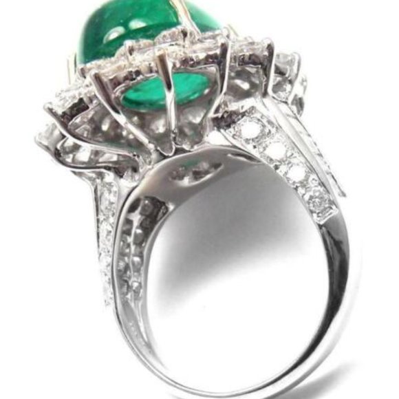 Authentic Craig Drake 18k White Gold Large 10.97ct Emerald Diamond Cocktail Ring - Picture 9 of 12